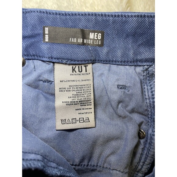 KUT From The Kloth Jeans Marine High-Rise Fab Ab Wide Leg Raw Hem Sz 12 NWT - Picture 14 of 14